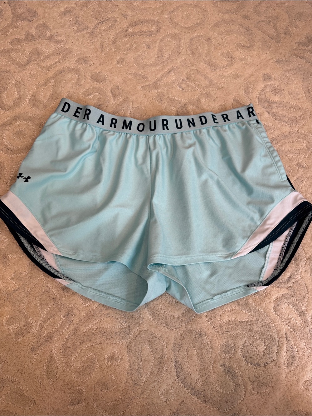 Under Armour Women’s Aqua Athletic Shorts with Black Trim